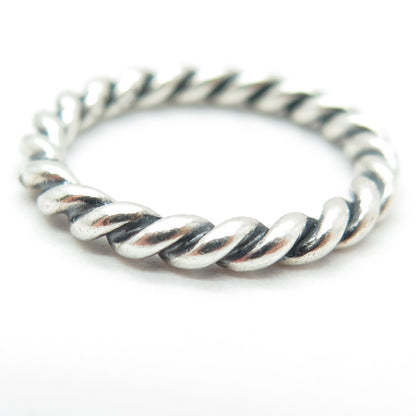 PANDORA 925 Sterling Silver Twisted Rope Oxidized Band Ring Size 8