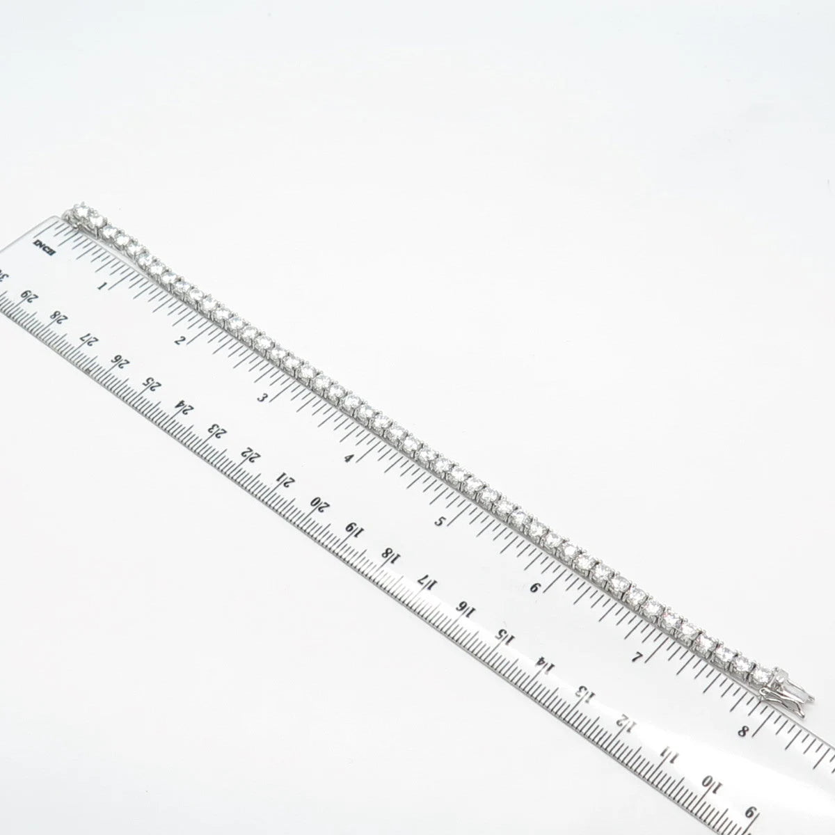 925 Sterling Silver C Z Round Tennis Link Bracelet 7.75"