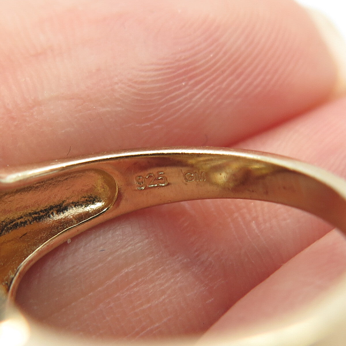 925 Sterling Silver Gold Plated Pave C Z Ring Size 7.25