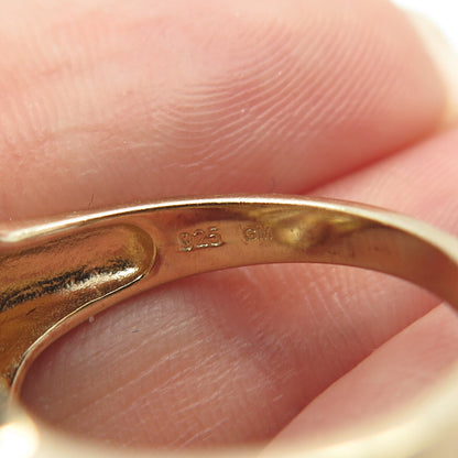 925 Sterling Silver Gold Plated Pave C Z Ring Size 7.25