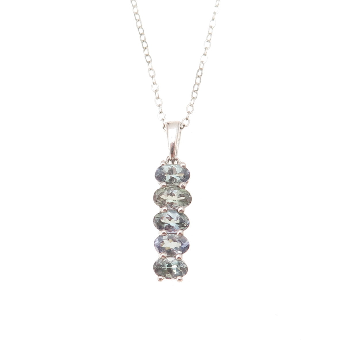 Chuck Clemency 925 Sterling Silver Real Iolite Cable Chain Necklace 20"