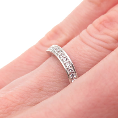 925 Sterling Silver Round-Cut C Z Half Eternity Wavy Band Ring Size 5.25