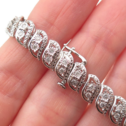 Jane Seymour 925 Sterling Silver Real Round-Cut Diamond Bracelet 7.25"