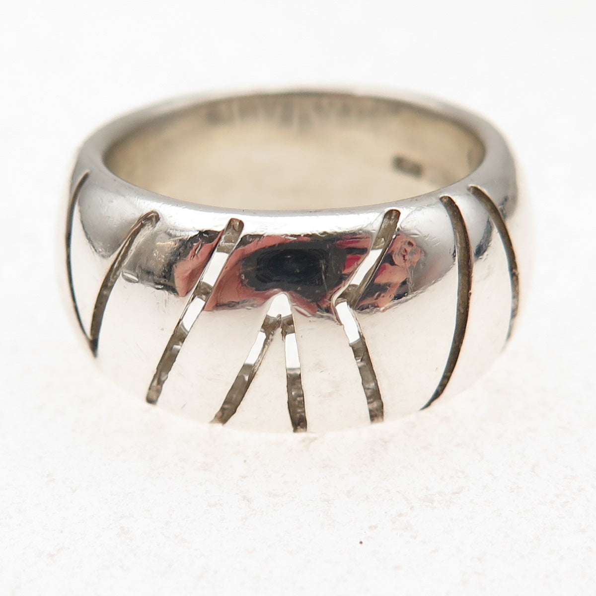 Bachrach 925 Sterling Silver Vintage Modernist V-Shape Ring Size 9