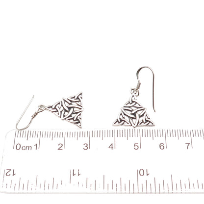 925 Sterling Silver Vintage Celtic Trinity Oxidized Dangle Earrings