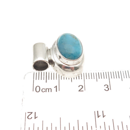 ANNIKA WITT Sterling Silver Vintage Mexico Real Turquoise Slide Charm Pendant
