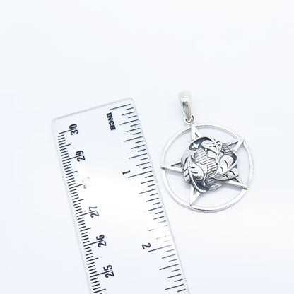 925 Sterling Silver Vintage Star Leaf Pendant