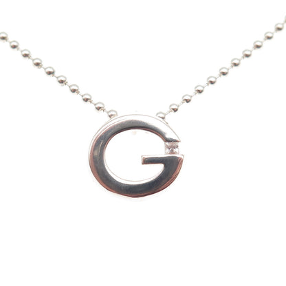 925 Sterling Silver Vintage C Z Letter G Initial Ball Beaded Chain Necklace 16"