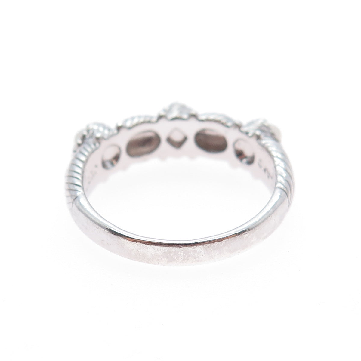 JUDITH RIPKA 925 Sterling Silver Real Pearl 3-Station Ring Size 10