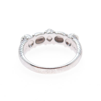 JUDITH RIPKA 925 Sterling Silver Real Pearl 3-Station Ring Size 10