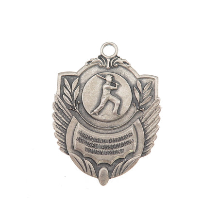 Balfour Sterling Antique 1942 Maryland Amateur Softball Assn. Tournament Pendant