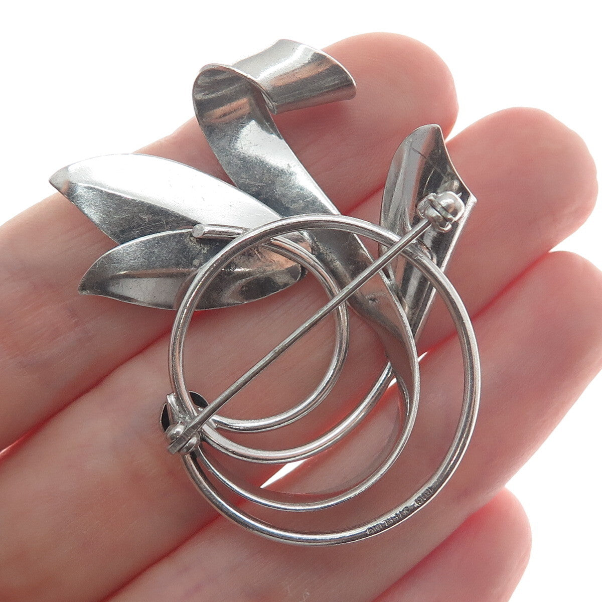 BINDER BROS 925 Sterling Silver Vintage Cala Lily Floral Leaf Pin Brooch