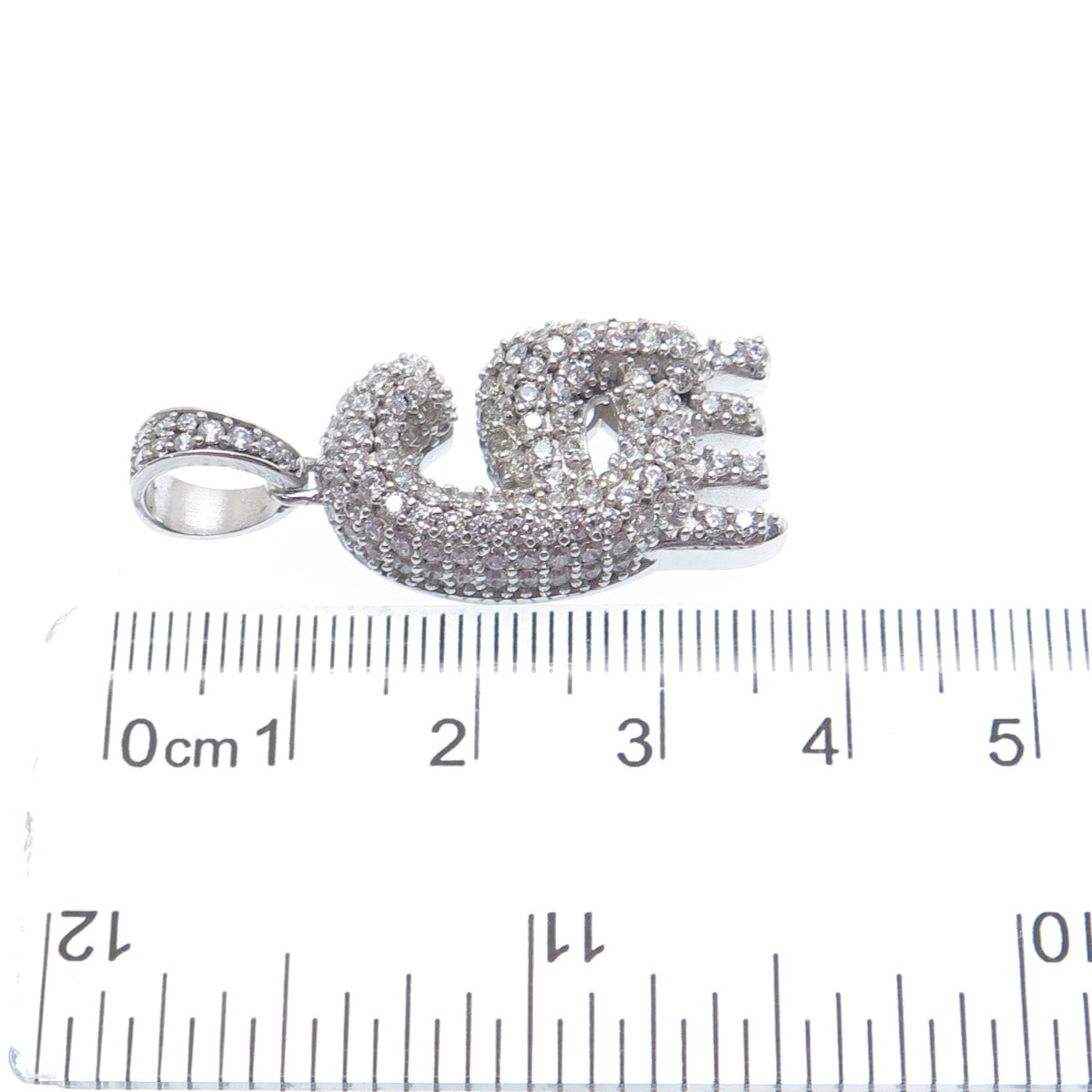 925 Sterling Silver Round-Cut C Z Sparkle Melted Letter G Initial Charm Pendant