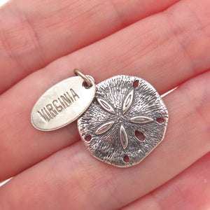 Shube 925 Sterling Silver Vintage Virginia State Sand Dollar Oxidized Pendant