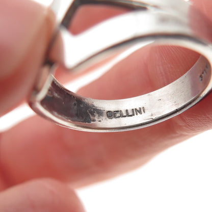 Cellini 925 Sterling Silver Vintage Modernist Infinity Oxidized Ring Size 7.5