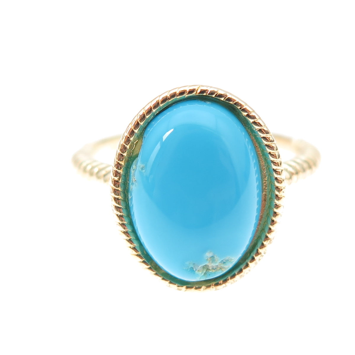 Tehya Oyama 925 Sterling Silver Gold Plated Real Turquoise Ring Size 8