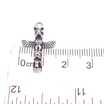 Old Pawn 925 Sterling Silver Vintage Southwestern Totem Pole Tribal Pendant