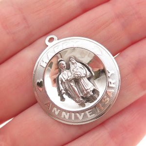 M&M Mark Mercy 925 Sterling Silver Vintage Happy Anniversary Charm Pendant