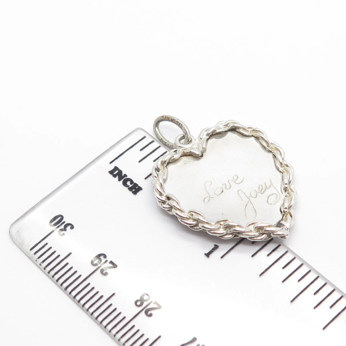 925 Sterling Silver Vintage Beau "Love Joey" Heart Pendant