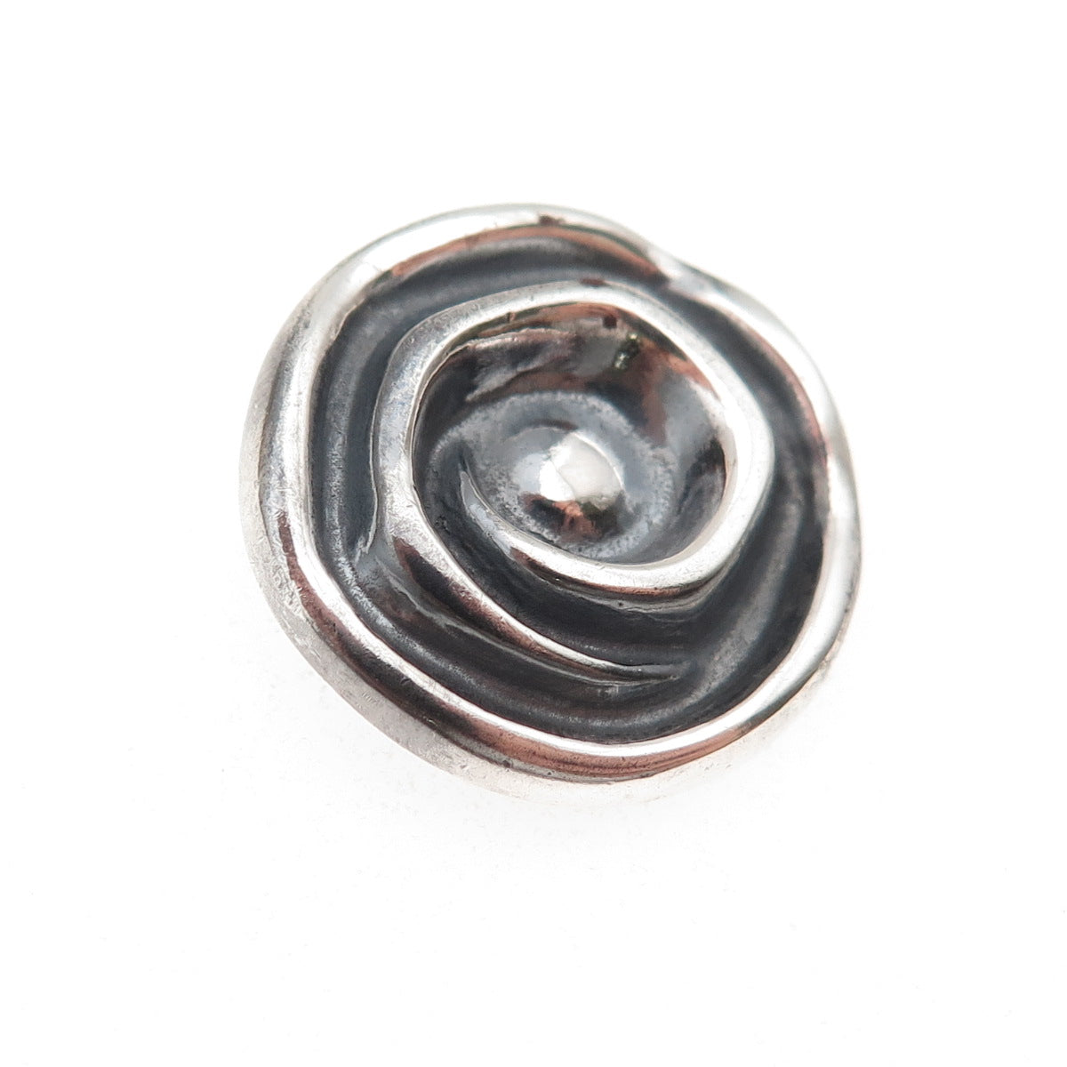 925 Sterling Silver Vintage Modernist Spiral Oxidized Mini Slide Charm Pendant