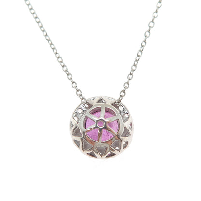 925 Sterling Silver Real Ruby & White Topaz Cable Chain Necklace 18"