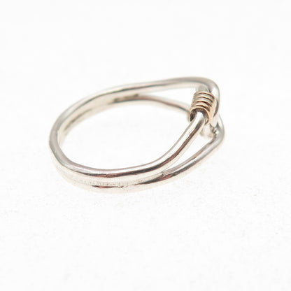 925 Sterling Silver Gold Filled Vintage Interlocked Infinty Ring Size 6