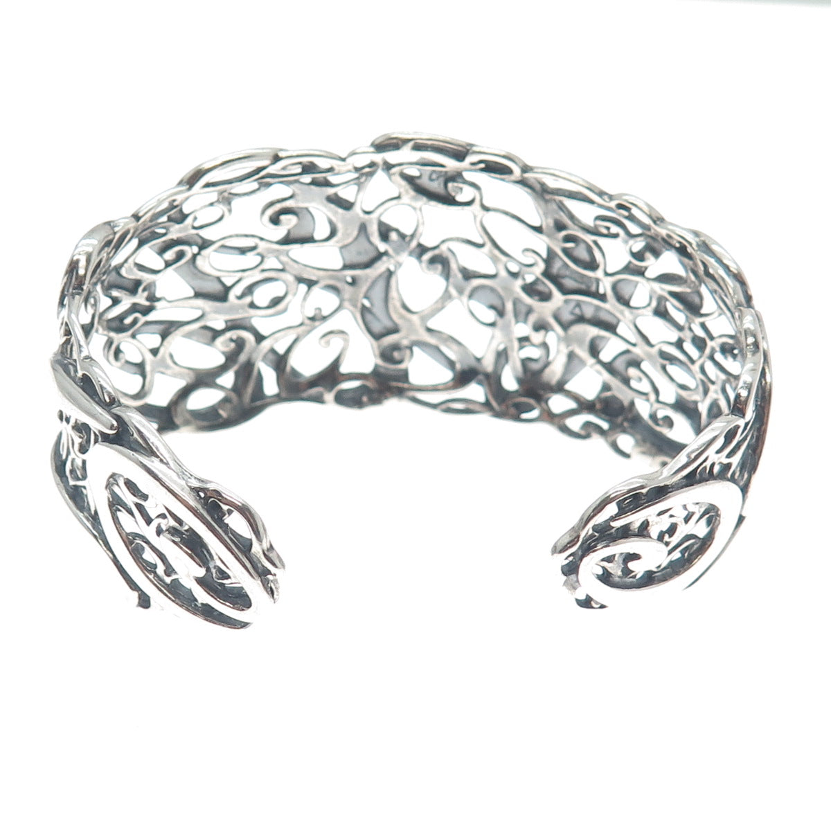 CAROLYN POLLACK Sterling Silver Vintage Swirl Modernist Adjustable Bracelet 6.5"