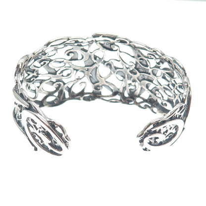 CAROLYN POLLACK Sterling Silver Vintage Swirl Modernist Adjustable Bracelet 6.5"