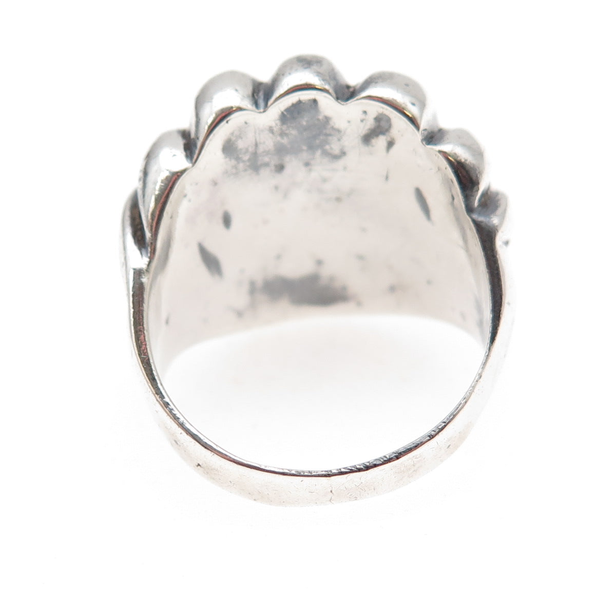925 Sterling Silver Vintage Modernist Seashell Oxidized Ring Size 10