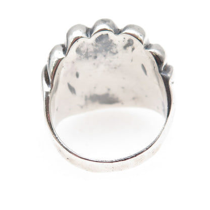 925 Sterling Silver Vintage Modernist Seashell Oxidized Ring Size 10