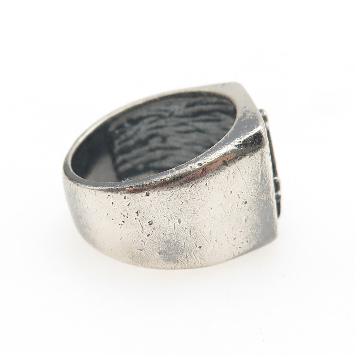 925 Sterling Silver Vintage Masonic Oxidized Signet Ring Size 10.75