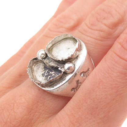 Rex Abeita Navajo Old Pawn 925 Sterling Vintage Ring Size 10.75 (missing stones)