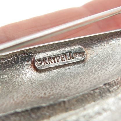 KRYPELL 925 Sterling Silver Vintage Modernist Petal Pin Brooch