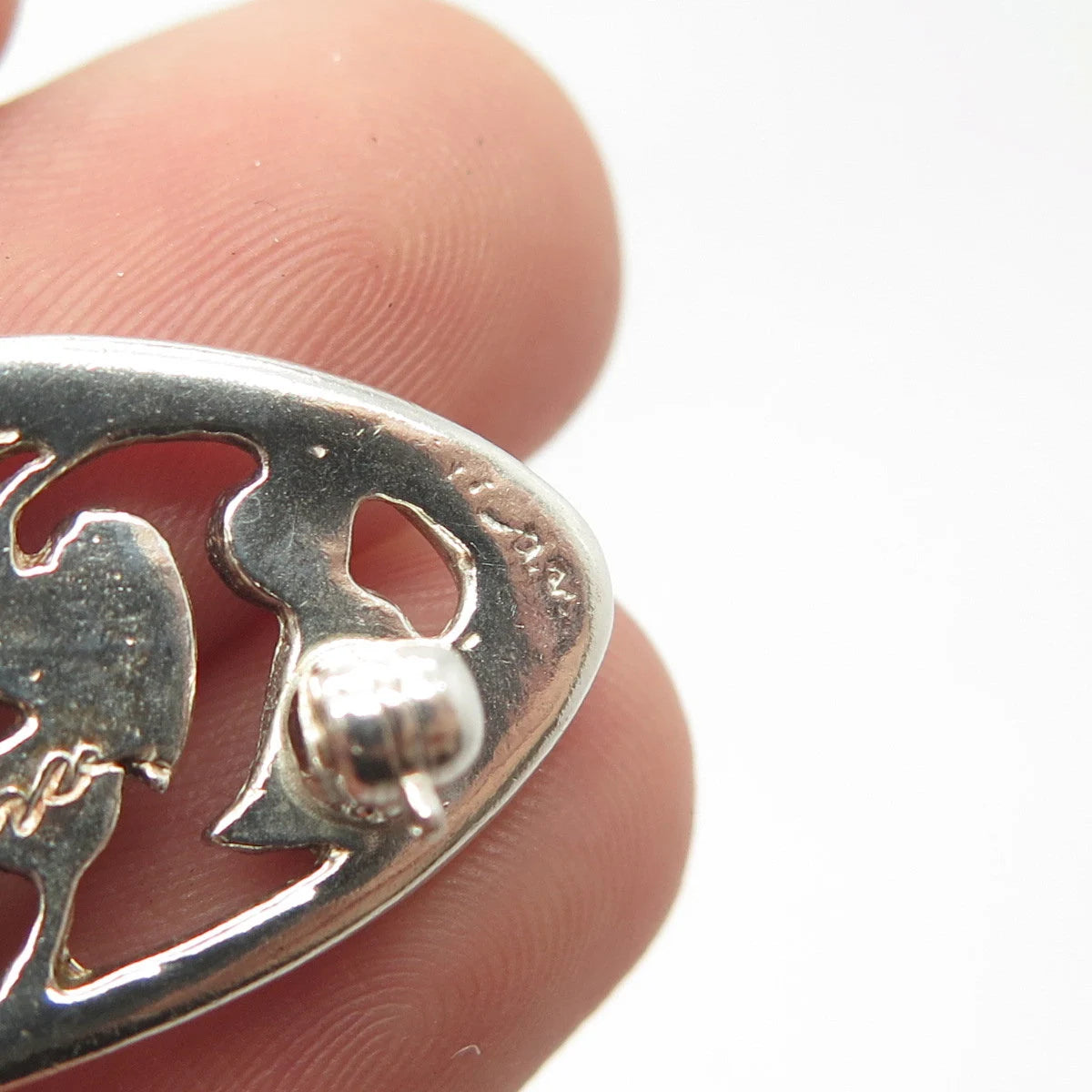 925 Sterling Silver Vintage Geara Floral Oval Pin Brooch