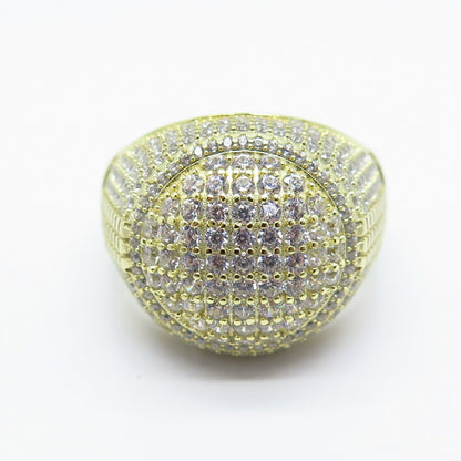 925 Sterling Silver Gold Plated C Z Domed Ring Size 12