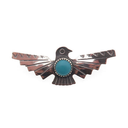 Bell Trading Post Old Pawn 925 Sterling Vintage Turquoise Thunderbird Pin Brooch