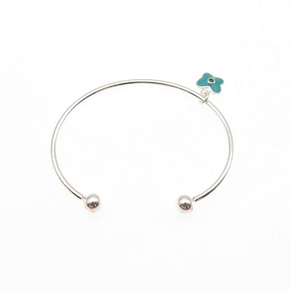 925 Sterling Vintage Enamel Chrome Diopside Butterfly Adjustable Bracelet 5.75"