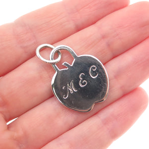 Tiffany & Co. 925 Sterling Silver Vintage Engraved MEC Apple Tag Charm Pendant