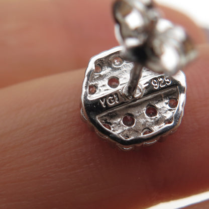 925 Sterling Silver Round-Cut C Z Stud Earrings