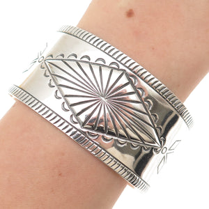 Old Pawn 925 Sterling Silver Vintage Southwestern Adjustable Wide Bracelet 7"