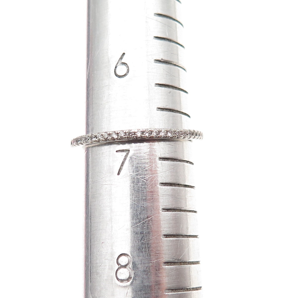 925 Sterling Silver Round-Cut C Z Eternity Stackable Band Ring Size 6.75