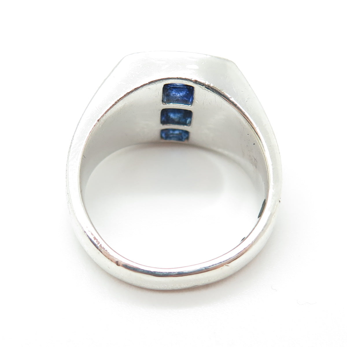925 Sterling Silver Princess-Cut Lab-Created Sapphire White Topaz Ring Size 10.5