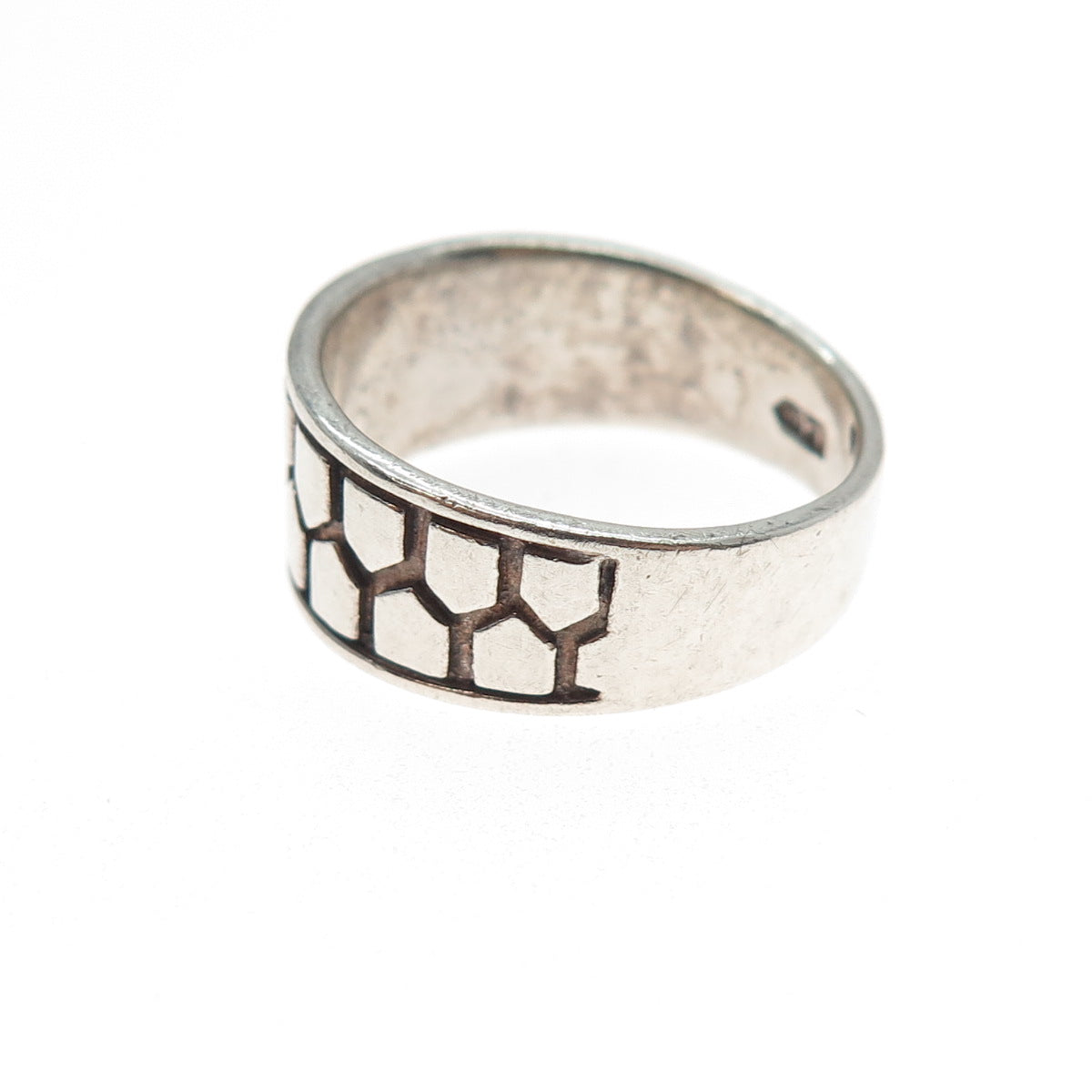 925 Sterling Silver Vintage Modernist Shield Oxidized Ring Size 8