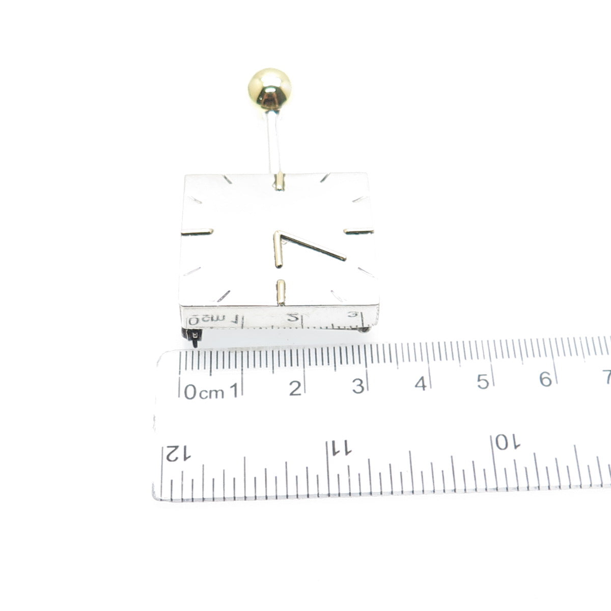 LATON 925 Sterling Silver 2-Tone Vintage Mexico Clock Pin Brooch