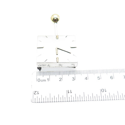 LATON 925 Sterling Silver 2-Tone Vintage Mexico Clock Pin Brooch