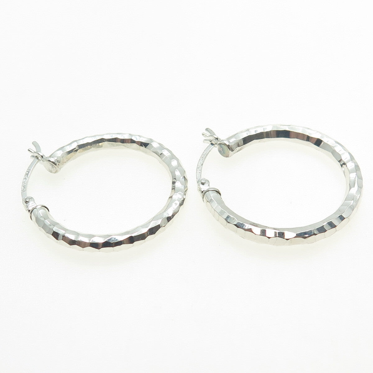 JOM JUST ONE MORE 925 Sterling Silver Diamond-Cut Hoop Earrings