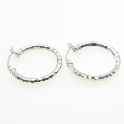 JOM JUST ONE MORE 925 Sterling Silver Diamond-Cut Hoop Earrings