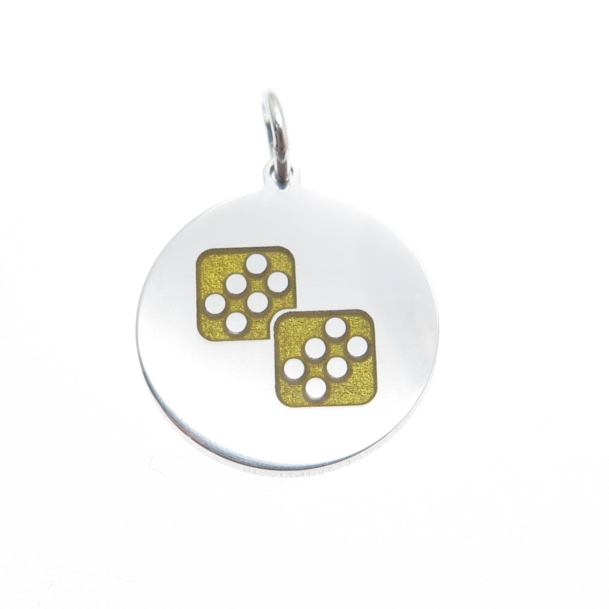 925 Sterling Silver Yellow Enamel Number 12 Lucky Dice Minimalist Charm Pendant
