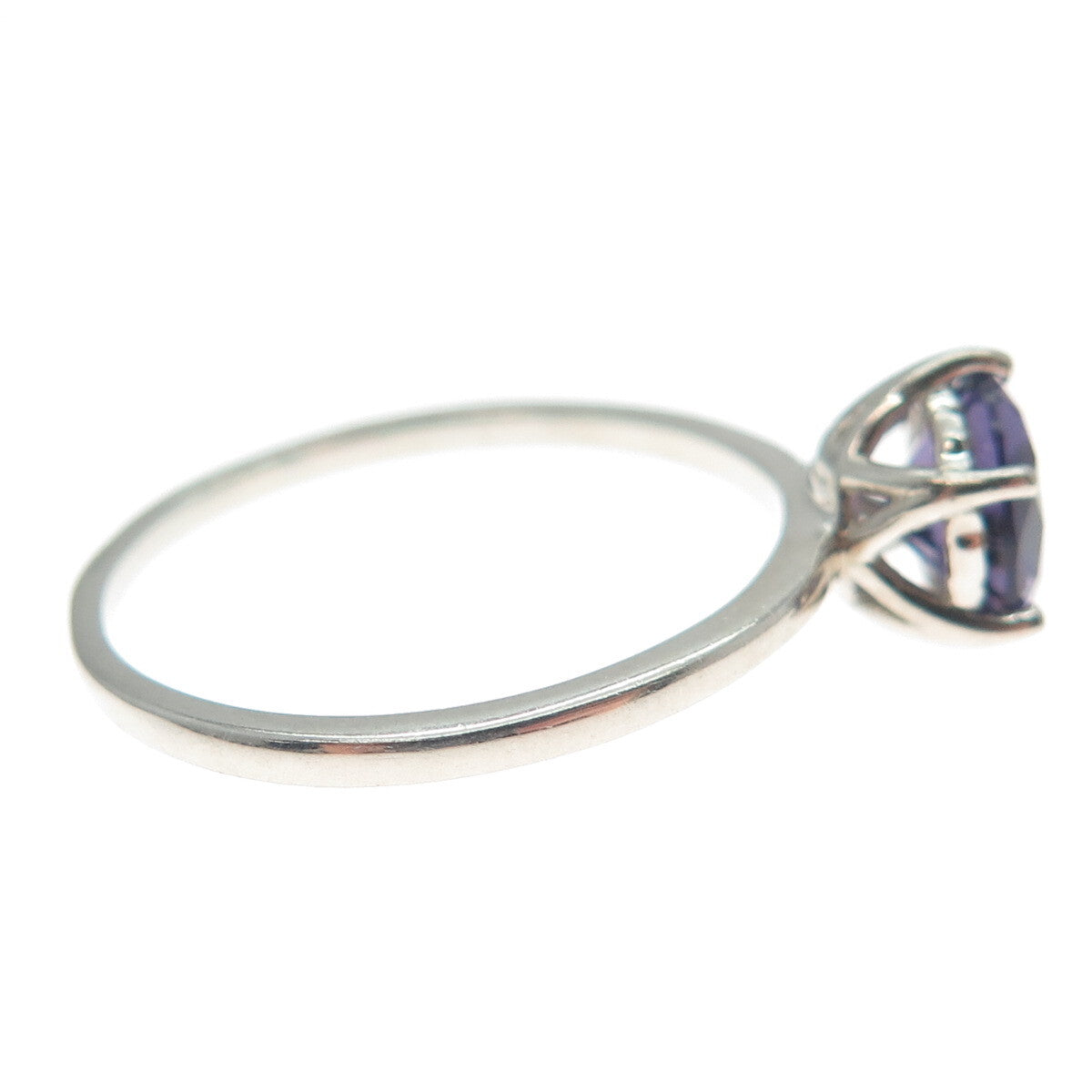 DAZZLERS 925 Sterling Silver Round-Cut Nano Amethyst Ring Size 9