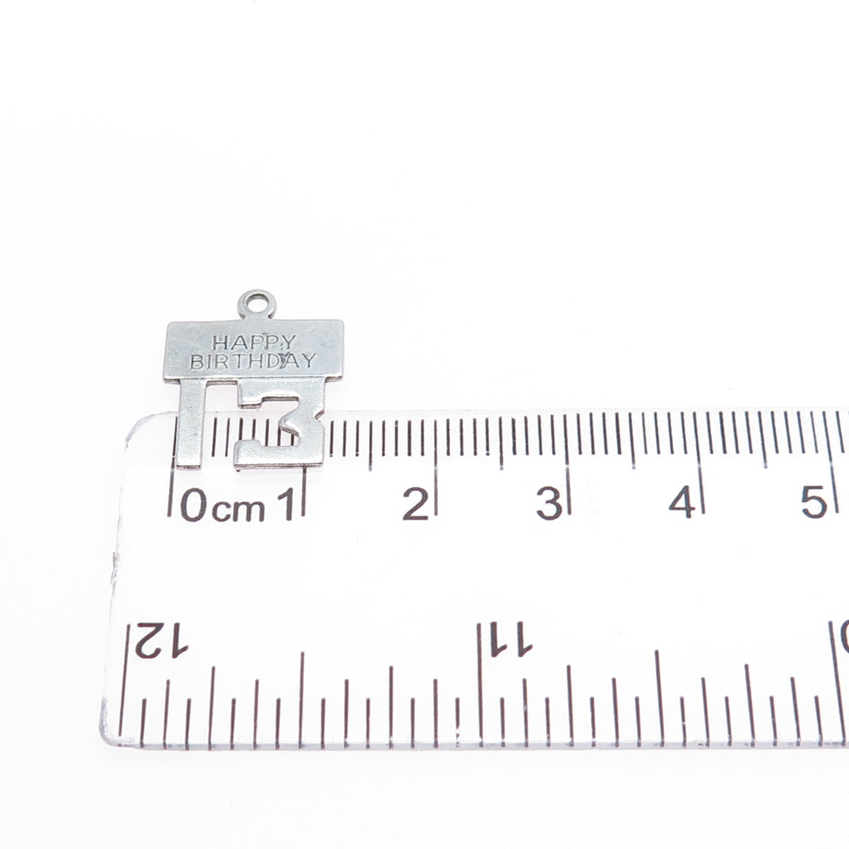WELLS 925 Sterling Silver Vintage Happy Birthday 13 Charm Pendant